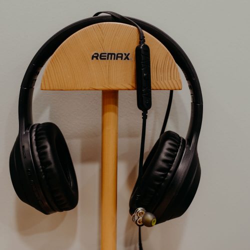 Picture of headphones on stand