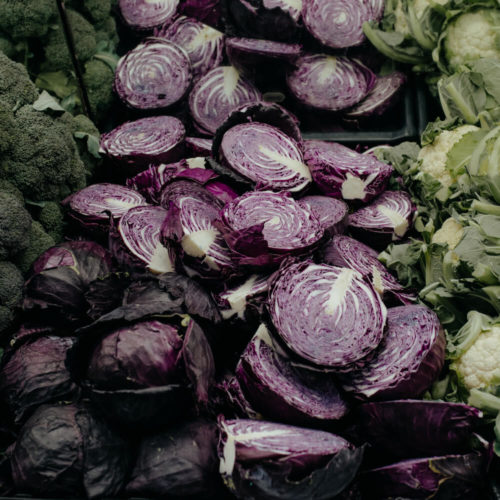 Picture of red cabbages in container